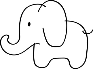 Whimsical Line Art Illustration of a Playful Elephant