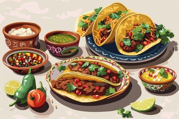 Taco bar with salsa