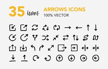 35 arrows vector icon, line web icon set, vector illustration