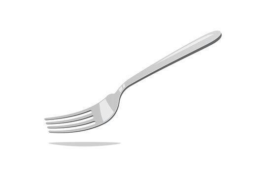 Silverware fork vector isolated on white background.