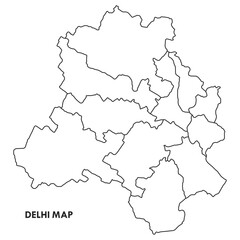 Delhi Indian National Capital Outline Map Illustration