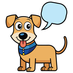 Fototapeta premium Cute Cavador Dog Speaking comic style Logo Icon Vector on White Transparent Background 