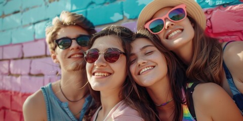 A group of young people smiling and posing for a photo
