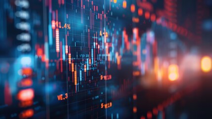 Abstract Stock Market Data on Digital Screen.