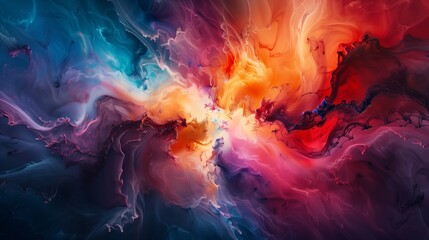 An abstract painting with vibrant colors and fluid shapes, representing the dynamic energy of emotions in art.