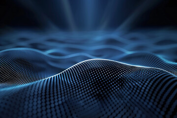 a blue wavy surface with dots