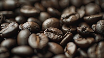 Fototapeta premium Coffee beans background. Roasted coffee beans close up