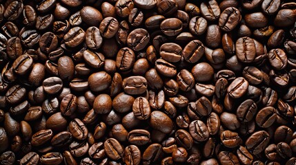 Naklejka premium Coffee beans background. Roasted coffee beans close up