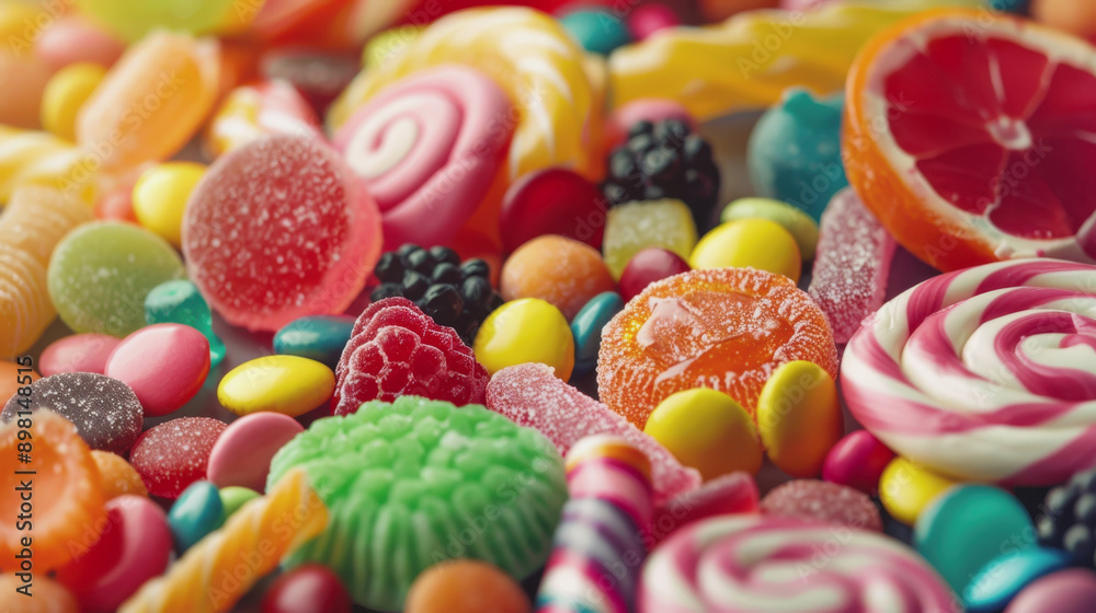 Wall mural World Sweets Day. licorice. lollipops on a stick. marmalade