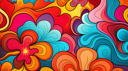 funky colorful 60s style pattern wallpaper