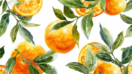 watercolor oranges and green