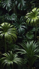 Genuine and synthetic plants with botanical pattern background, high contrast