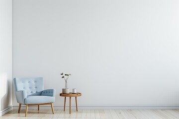 white room with chair and table