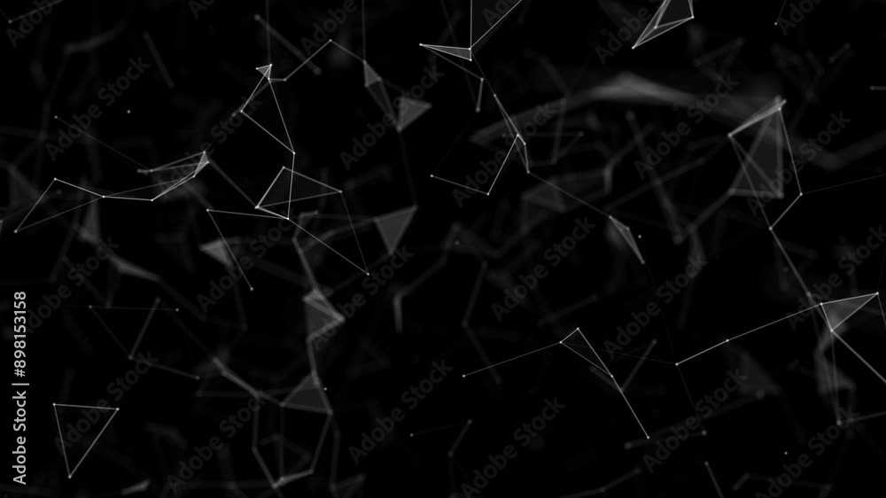 Wall mural abstract white weave of moving glowing dots and lines. seamless looped repetitive animation. science