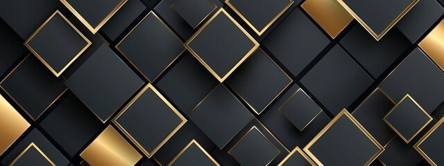 Digital square luxury gold light effect black background. 