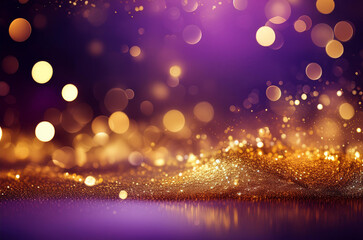 Abstract bokeh background gold purple