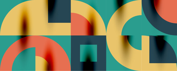 Obraz premium Neo memphis geometric pattern with circles, squares. Pop art abstract background for covers, banners, flyers and posters and other templates