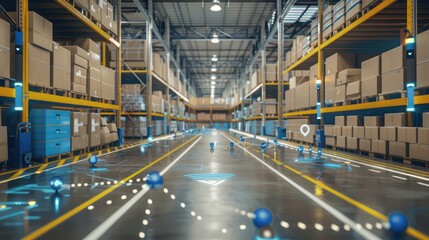 smart logistics center where managers use GPS and IoT sensors to track deliveries and optimize supply chain operations