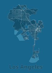Obraz premium Los Angeles, California, USA artistic blueprint map poster