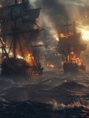 Obraz premium Ships in ocean