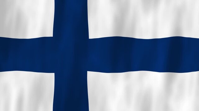 Finland Nordic flag country animation 3D symbol design waving in wind movement national patriotism world culture emblem banner blue white Northern Europe