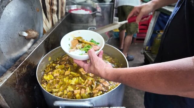 Ingredient to serve vegan Thai noodles or bun Thai for diners in veg restaurant, this famous Vietnamese street food, vegetarian meal good for health