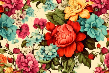 Fotobehang vintage style illustrated wallpaper, vintage vibes © MrJeans