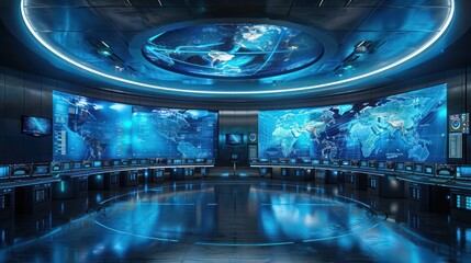 state-of-the-art meteorological center where climatologists use digital models and real-time data to predict weather patterns and natural disasters