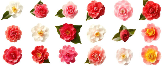 Fototapeta premium Camellia flowers isolated on transparent background