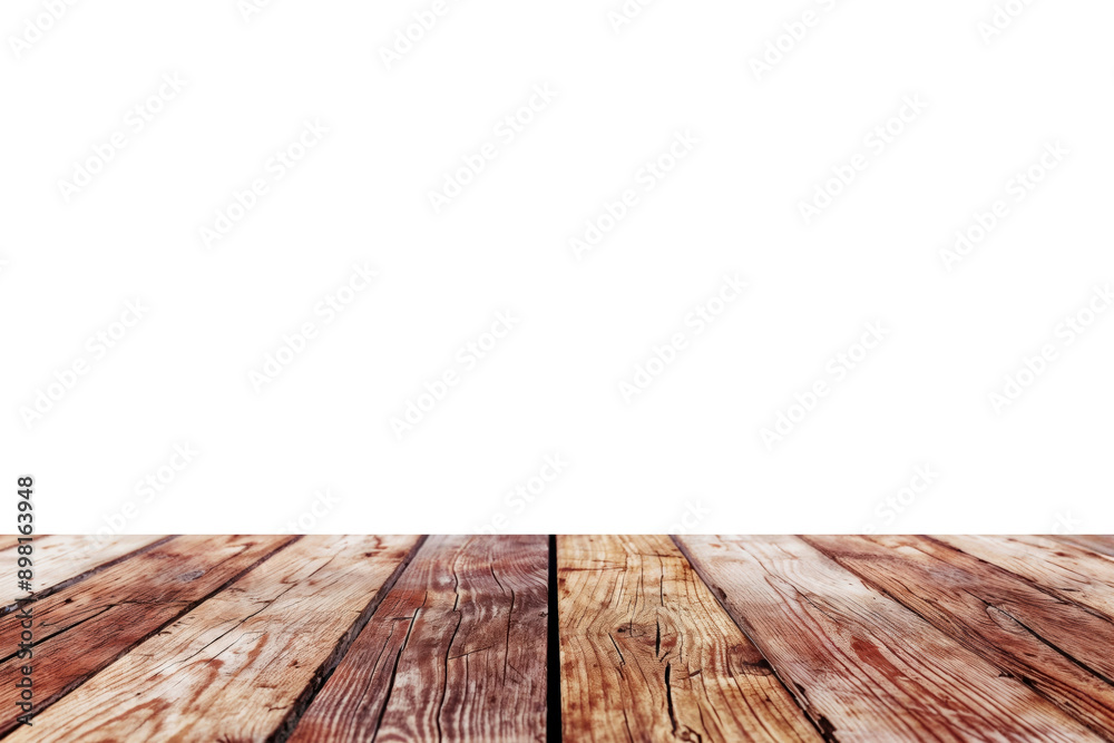 Poster empty rustic wooden tabletop isolated on white background