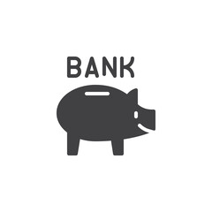 Piggy bank with a bank vector icon