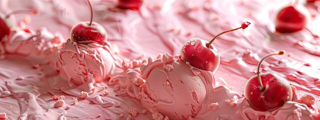 Ice cream close-up with fruit flavor. Selective focus.