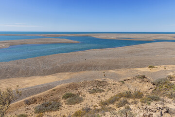 Pebbles around the lagunas at Punta Cero on the east coast of the Valdes peninsula