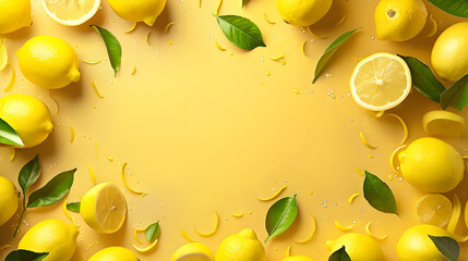 Refreshing yellow color scheme featuring lemons and lemon slices. Perfect for vibrant, citrus-themed designs.