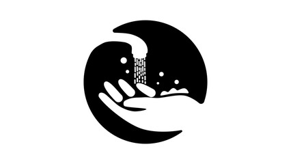 hand washing sign, black isolated silhouette