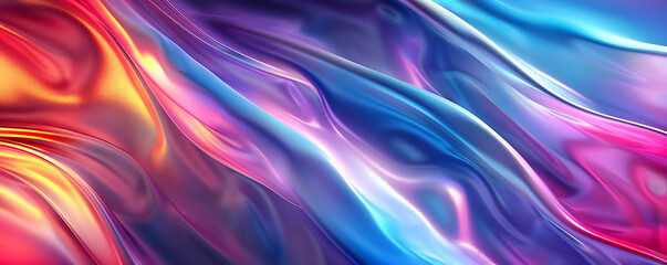 Fototapeta premium An abstract background featuring holographic chrome gradient waves in vibrant colors
