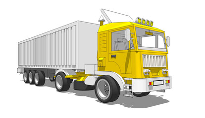 truck sketch symbol 3d illustration	
