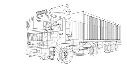 truck sketch symbol 3d illustration	
