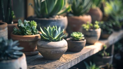 Succulent Plants in Rustic Pots