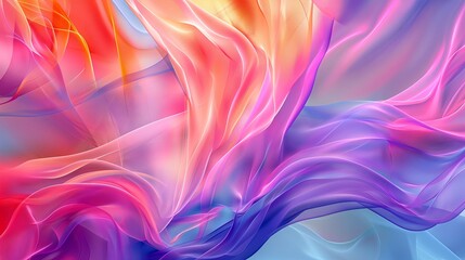 Obraz premium A colorful, flowing piece of fabric with a pink and blue swirl. Abstract background