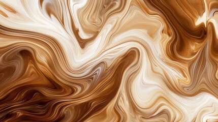 A painting of a swirl of brown and white colors. Abstract background