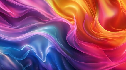 Obraz premium A colorful, flowing piece of fabric with a rainbow pattern. Abstract background