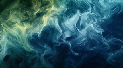 Fototapeta premium The image is a colorful swirl of blue and yellow, with a lot of white and gold. Abstract background