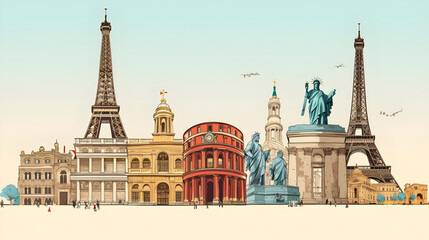 Obraz premium Captivating European Landmarks: Showcasing Europe's Architectural Wonders and Historical Heritage