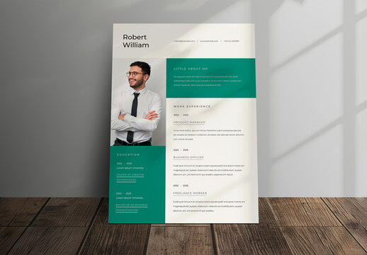 Modern Resume Template With Green Accent