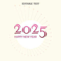 Happy New Year 2025 premium editable text effect Vector illustration template