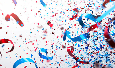 Independence day of america background with confetti and ribbon