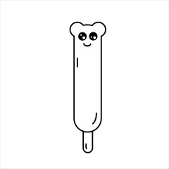 Vector line illustration of an icecream with ears.