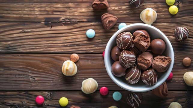 Assorted Chocolates in a Bowl