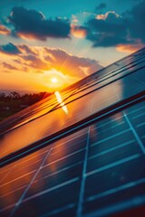 Fototapeta premium Solar Panel Sunset